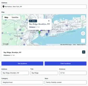 Gravity geolocation Nearest Locations